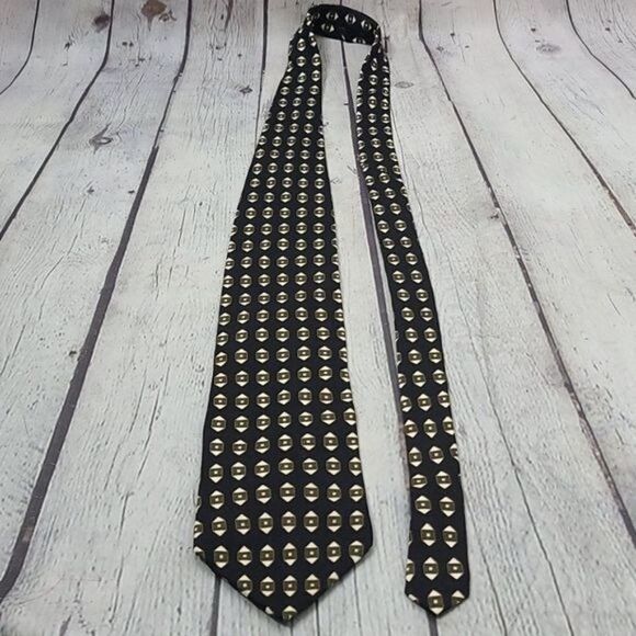 Vintage Neo Bill Blass Black Geometric Silk Tie - Picture 7 of 10